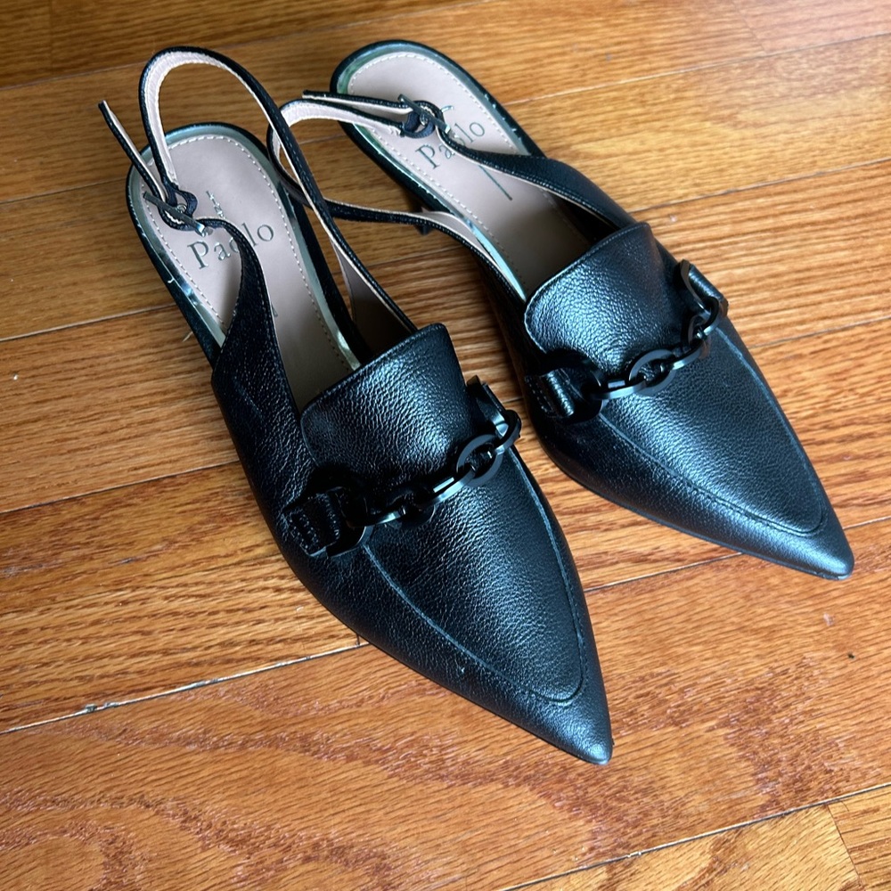 Paolo Black Flats with Horsebit Detail